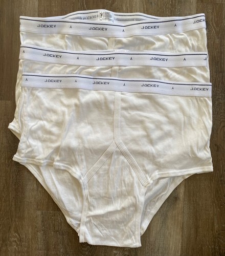 JOCKEY Men's Classic Brief Full Rise Underwear~3 pair~Size 44~White~Cotton~NEW