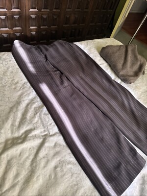 GIORGIO ARMANI BLACK LABEL WOOL SLACKS BLACK WITH A WHITE PINSTRIPE