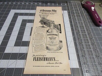 1946 FLEISCHMANN'S DRY GIN - Print Ad - 4 Reasons Why 