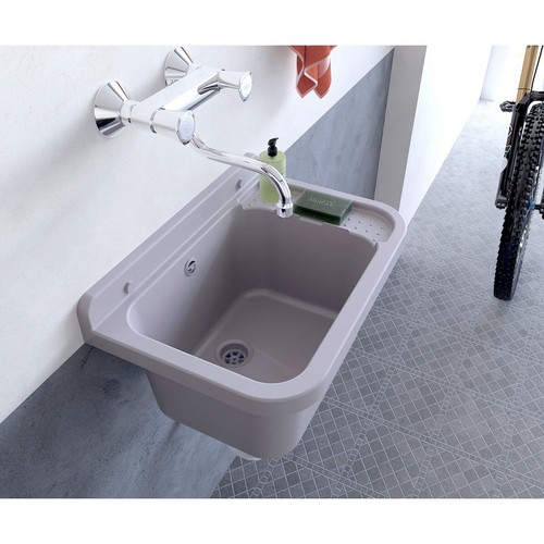 Pilozzo per Esterno Grigio Lavello a Muro 60x34 cm Lavabo Lavanderia - Foto 6 di 6