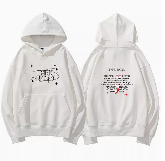 KPOP ENHYPEN 专 DARK BLOOD Unisex Concert Cap Hoodie Coat Pullover
