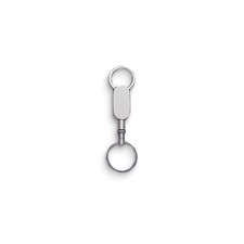 Silver-tone Engravable Oval Double Valet Key Ring