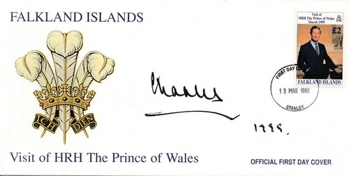 1999 Falkland Islands Prince of Wales Visit FDC signed by Prince Charles