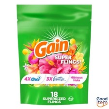 Gain Super Flings Hibiscus Hula Laundry Detergent Pods 18 Pacs - 25oz
