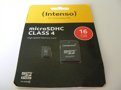16GB Micro SDHC Card HIGH SPEED ( 16 GB MicroSDHC Karte + Adapter ) INTENSO Neu