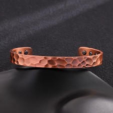 Hammered Solid Pure Copper Magnetic Cuff - Arthritis Therapy Adjustable Bracelet
