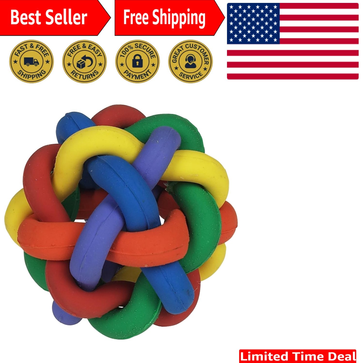 Tough Rubber Nobbly Wobbly Ball for Large Dogs - Fun Indoor 