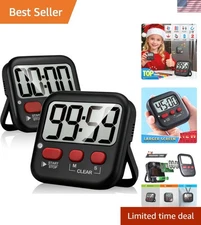 2 Pack Digital Kitchen Timer with Magnetic Countdown - Ideal for Kids & Cooking