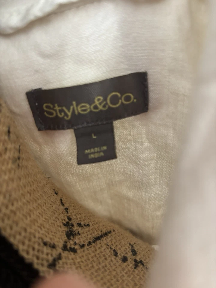 Style & Co Linen Blend Utility Jacket Women’s Large White Button Front NWT - Image 2 of 4