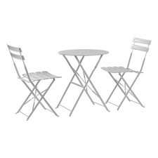 3pc Sussex Bistro Set de table chaises de jardin Meubles de jardin rond blanc