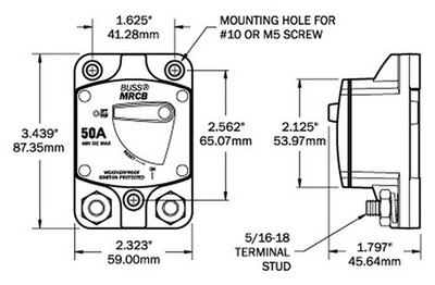 Blue Sea 187-Series 60 Amp Circuit Breaker Surface Mount