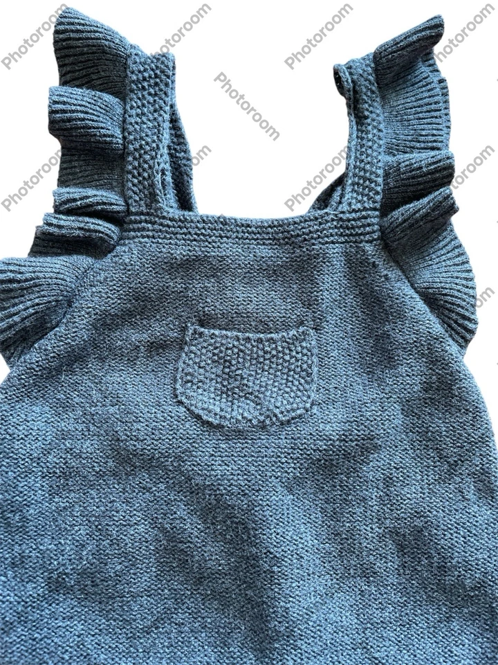 Zara Mini Colección Gris Algodón Tejido Volantes Correa de Hombro General-9-12 Mos Foto 2 de 4