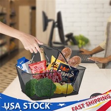 12 PCS Shopping Baskets With Handles Black Metal Shopping Basket Stackable Iron