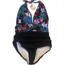 Stylish Floral One-Piece Swimsuit - Medium