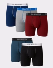 Hanes Boxer Brief 5-Pack Ultimate Men Stretch Tagless Wicking Comfort Flex Waist