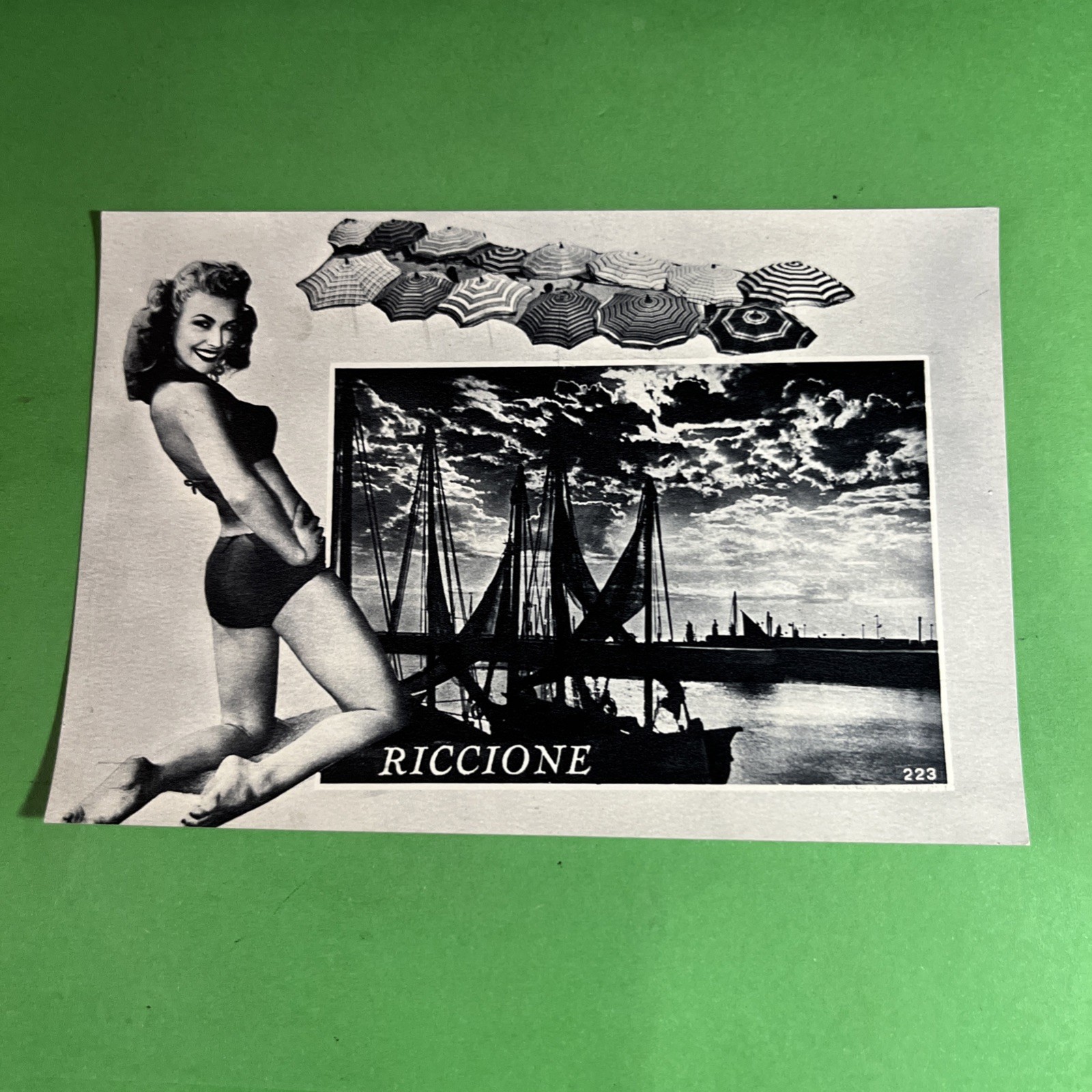 RICCIONE SOUVENIR NON VIAGGIATA- CARTOLINA BIANCO E NERO - ANSICHTSKARTE
