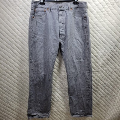 Levi's 501 Men's Sz 36x32 Grey Cotton Denim Jeans Pants Straight