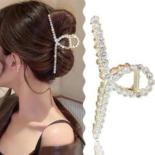 Rhinestone Hair Claw Clips for Women, Large Sparkly Crystal Hair Clips, Non F