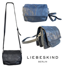 LIEBESKIND BERLIN Umhängetasche schwarz Leder Klappe Schultertasche H16,5 B23 T12 cm