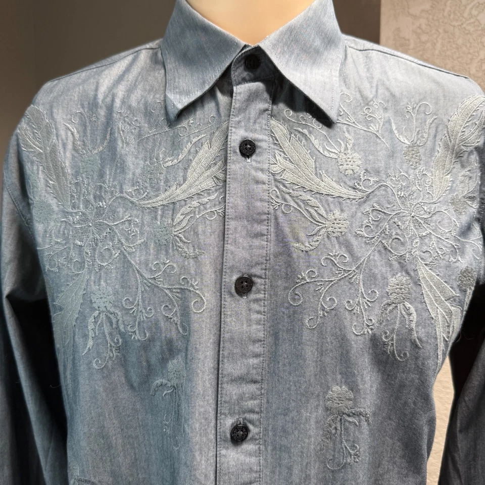 Camisa House Of HOWE Para Hombre Manga Larga Botón Frontal Western Bordado Pesado M Foto 4 de 4