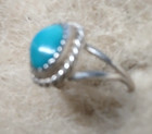 VINTAGE NATIVE AMERICA /Blue Turquoise /STERLING Silver/Rope Bezel/ Size 5 — photo 3