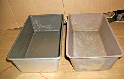 2 Vintage Aluminum Bread Loaf/Meatloaf Baking Pans 9'' X 5'' Many Scratches
