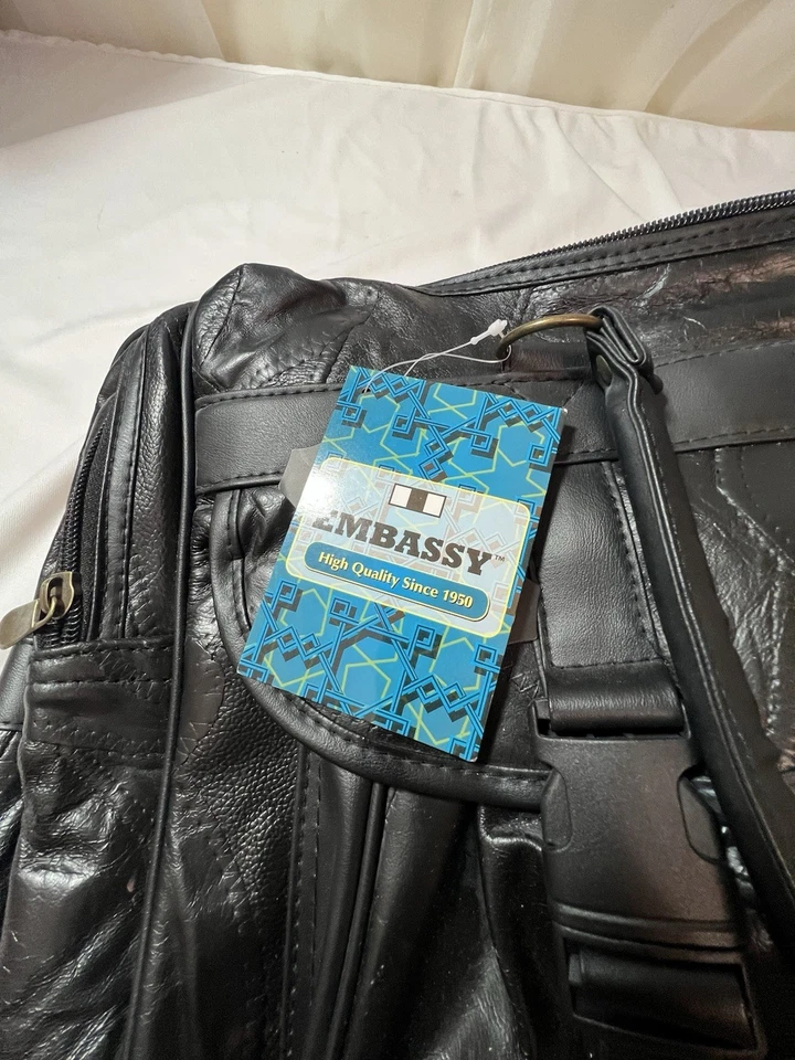 Embassy Italian Style Black Genuine Patchwork Leather 25" Tote Duffel Bag - Image 3 of 4