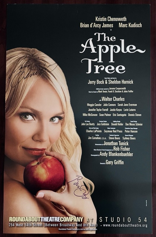 The Apple Tree Staring Kristin Chenoweth Autographed Broadway Window Card