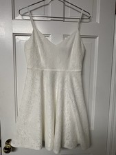 Lulus Skater Dress Size Med Women White Way With Words Lace Party Mini JMD8704