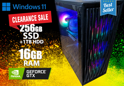 Custom Gaming Desktop PC RGB i7 16gb 256gb SSD+1TB HDD GTX 1070 8gb Win 11 Wifi