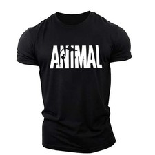 Men Muscle Gym T-Shirts Short Sleeve Workout Athletic Bodybuilding Animal Tee