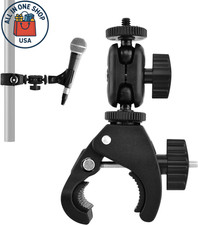 Mic Crab Clamp Double Ball  Head Microphone Holder with 1/4"  5/8" Adapter
