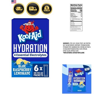 Hydration Electrolyte Powder Drink Mix, 6 On-the-Go-Packets, for Easy and Fla...
