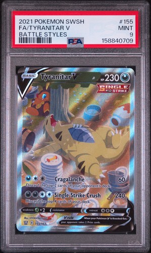 POKEMON TYRANITAR V 155/163 FA ALTERNATE ART SWSH BATTLE STYLES 2021 PSA 9 MINT