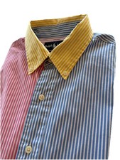 Ralph Lauren Multicolored Stripe Shirt Mens 16 Large Cotton LS Custom Fit
