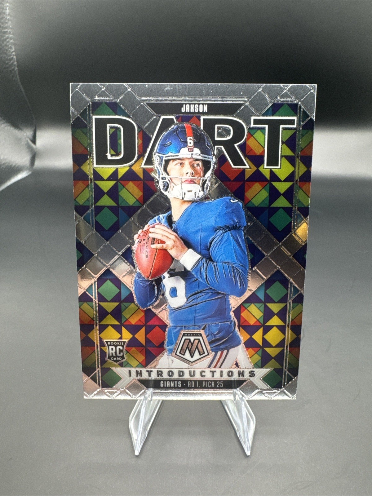 2025 Panini Mosaic Jaxson Dart Introductions Silver Prizm RC New York Giants