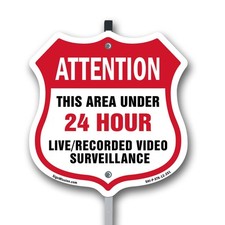 24 Hour Surveillance Shield Sign Attention This Area Und Shield Sign With Stake