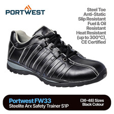 Image of PORTWEST Steelite Arx Safety Trainer S1P HRO Black FW33 | 36-48 EU Size |
