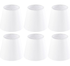 Set of 6 White Silky Chandelier Empire Lamp Shades Clip On 4" x 6" x 5" H