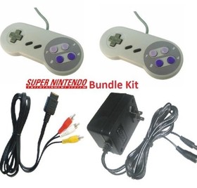 Super Nintendo SNES 2 Controllers AV Cable Power Adapter Bundle Brand New 5Z