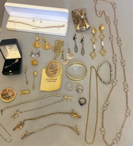 Vintage Jewelry Lot Sterling Pearl Goldtone Enamel Designer Costume Signed 25P