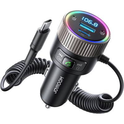 Bluetooth Adapter 5.4 FM Transmitter 60W PD 30W USB-C Spiralkabel für Auto