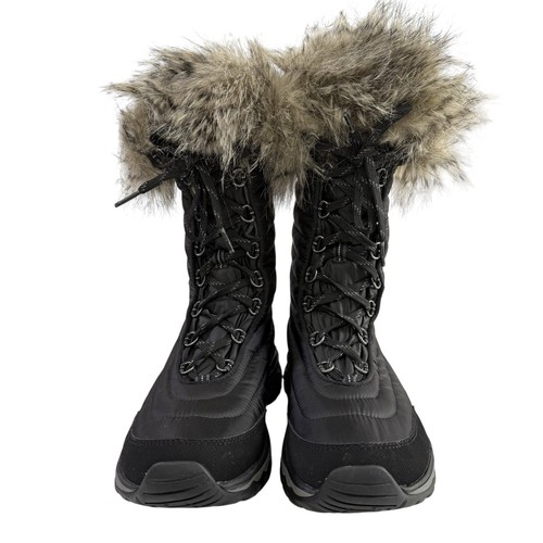 Eddie Bauer Vibram Thermafill Insulated Faux Fur Winter Boots Black Size 8.5 - Picture 4 of 21