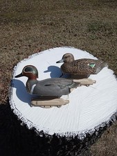 Lot of 2 Green-Winged Teal Flambeau Full Body Duck Decoys for Hunting & More. K7