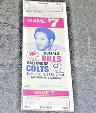 1972 BALTIMORE COLTS VS BUFFALO NFL FOOTBALL TICKET RARE JOHNNY UNITAS LAST GAME