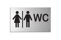 Schild Wc Damen & Herren 100X60 Mm Aluminium GebüRstet Edelstahloptik Selbstkl.