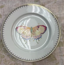 Mottahedeh GOLDEN TEARDROP BUTTERFLY DESSERT PLATE 8.5"D, New (Store Sample)
