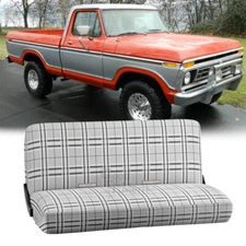 For Ford F150 1977-1994 Front Bench Seat Cover Gray & Black Plaid Truck Pickup