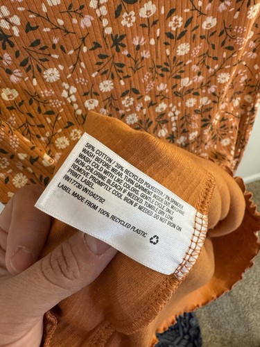 Art Class Burnt Orange Girls Floral Dress Never Worn Size 8 - Picture 5 of 5
