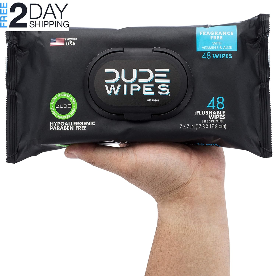 Flushable Wipes 3 Pack, 144 Wipes Unscented ExtraLarge Adult Wet